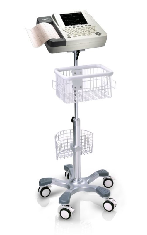 Gulvstativ til EKG-apparat, m/håndtak og kurv