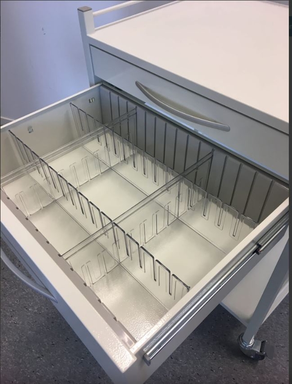 Trillebord 2 skuffer 65x50cm, instrumentbord m/inndelere - 2