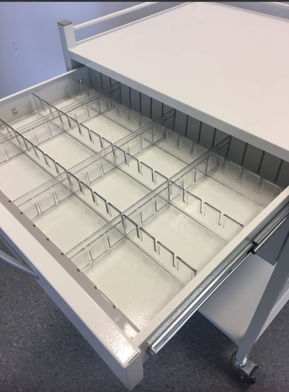 Trillebord 2 skuffer 65x50cm, instrumentbord m/inndelere - 3