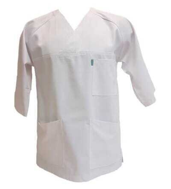 Kittel unisex m/v-hals hvit, Str XS - 1