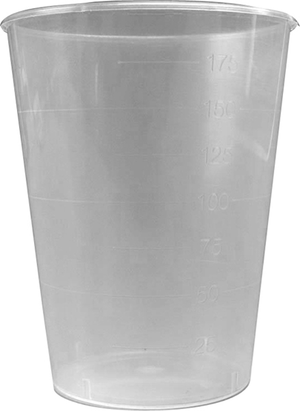 Drikkebeger transparent, 185ml med gradering