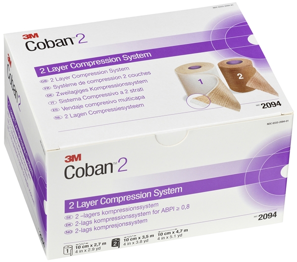 Kompresjonsbind Coban 2, 2-lags system 10cm x  2,7m - Coban - 3