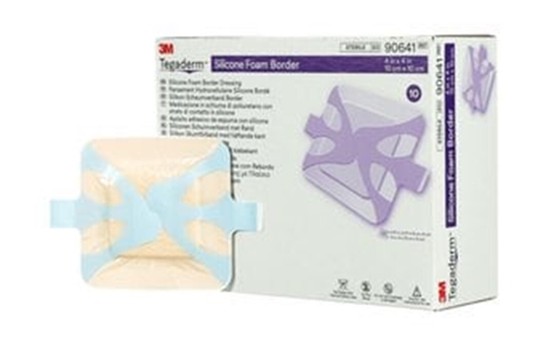 Bandasje Tegaderm Foam Border, 10x10cm silikon med kant - Tegaderm