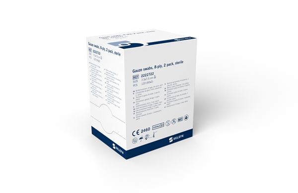 Kompress gas 8-lag Selefa
, 7,5x7,5cm steril 2 pk
 - SELEFA® - 2