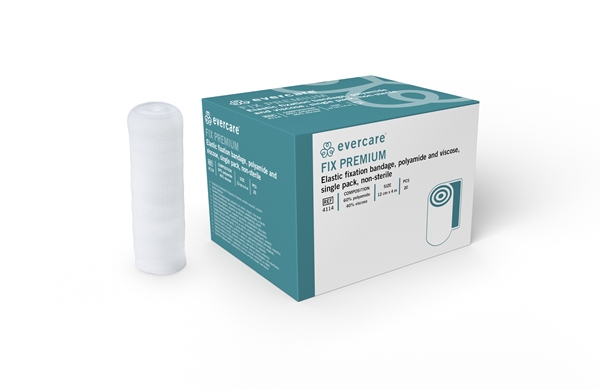 Fikseringsbind Evercare Fix Premium elastisk av polyamid/viscose ikke-steril men enkeltpakket, 12cm x 4m enkelt pakket  - evercare® - 1