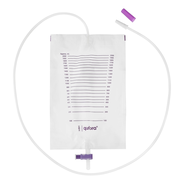 Urinpose tømbar Qufora, 2,0L 130cm T-ventil - Qufora