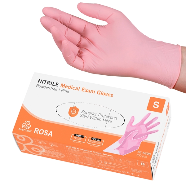 evercare undersøkelseshanske nitril , Str S nitril rosa AQL 1,5 - evercare®