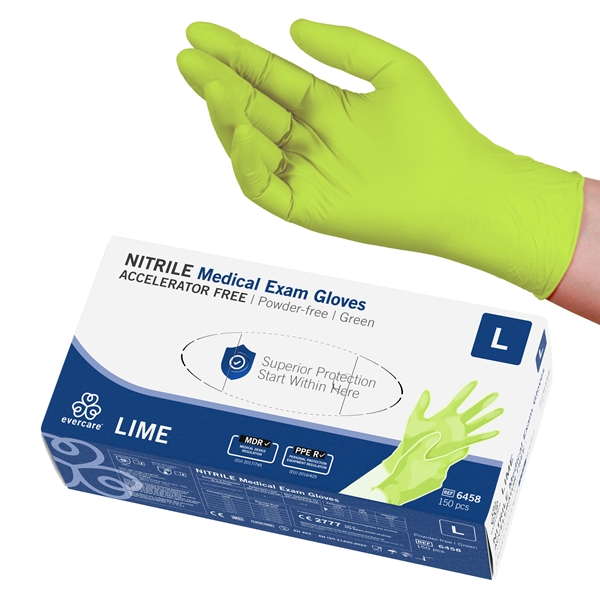 Hanske us nitril evercare, L LIME Akseleratorfri  - evercare®