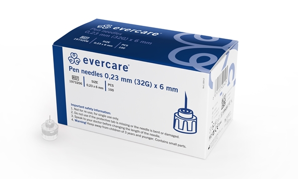 Pennekanyle Evercare , 32G 0.23 x 6 mm mørk blå - evercare® - 1