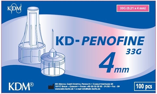 Pennekanyle KD-Penofine, 33G (0,21 x 4 mm) Rød - KD-Penofine