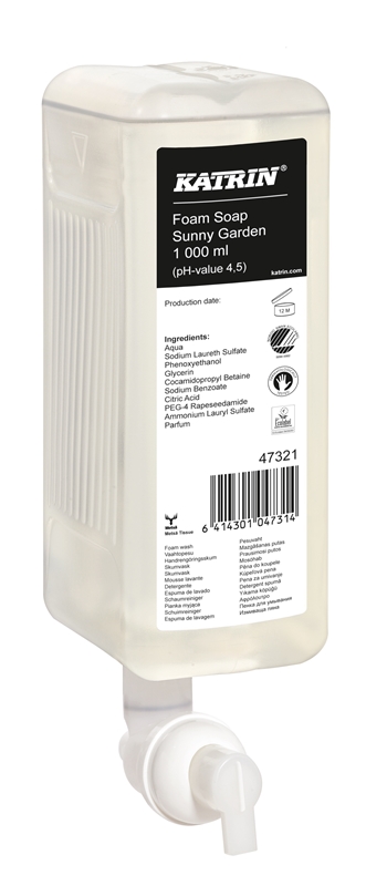 Såpe flytende skum Katrin, 1000ml parfymert Sunny Garden - metsä