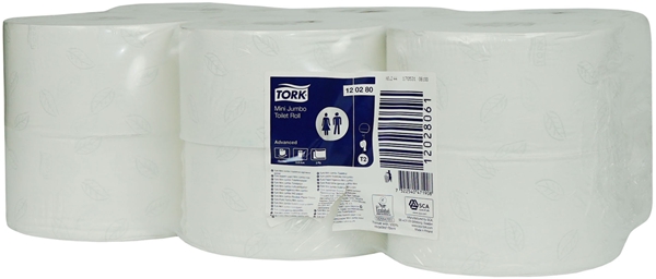 Toalettpapir Tork Advanced, 2lags MiniJumbo T2 170m 0,55kg - 4