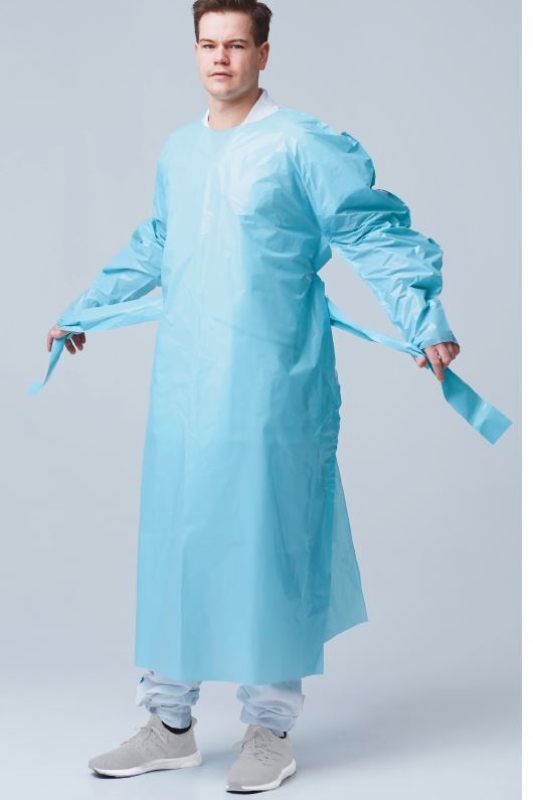 Beskyttelsesfrakk TrioMummel, 140cm 30my grønn tommelhull