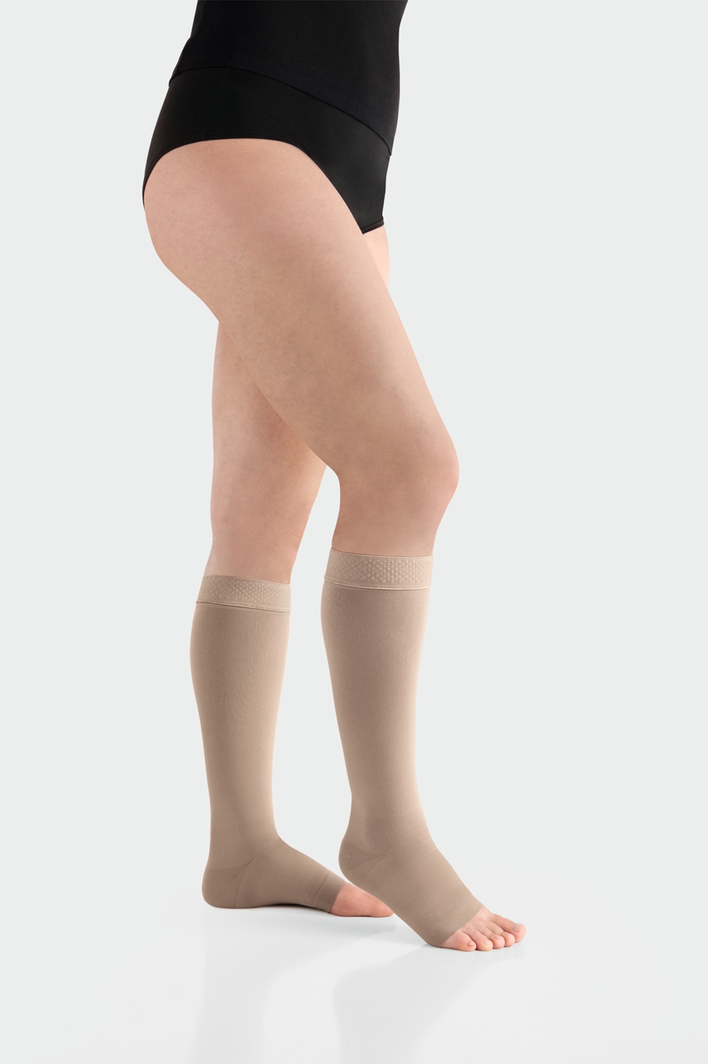 Kompresjonsstrømpe kne K3 Juzo, S mandel Move åpen tå 