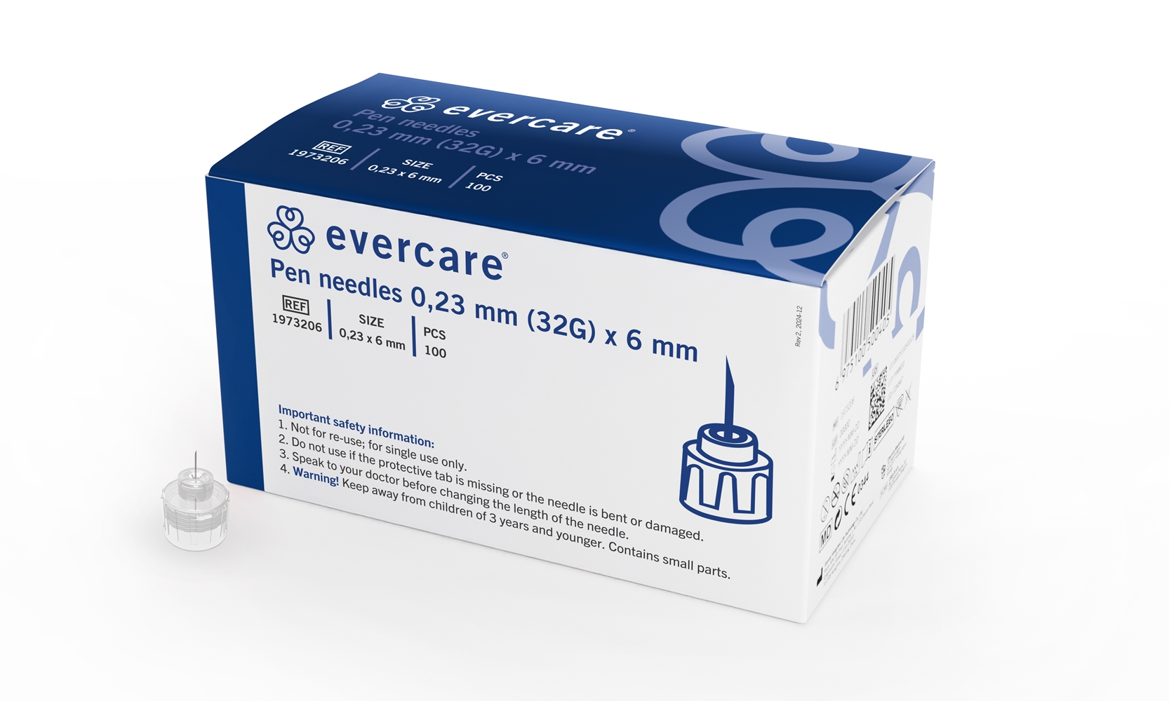 Pennekanyle Evercare , 32G 0.23 x 6 mm mørk blå - evercare® - 1
