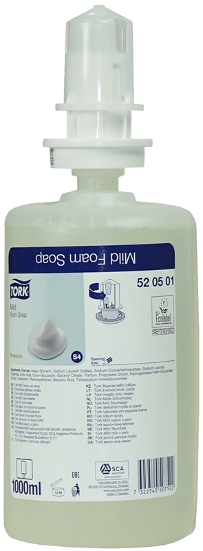 Skumtvål Tork Premium S4, 1L Extra Mild parfymerad - 1