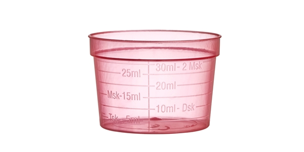 Medicinbägare plast, bred röd