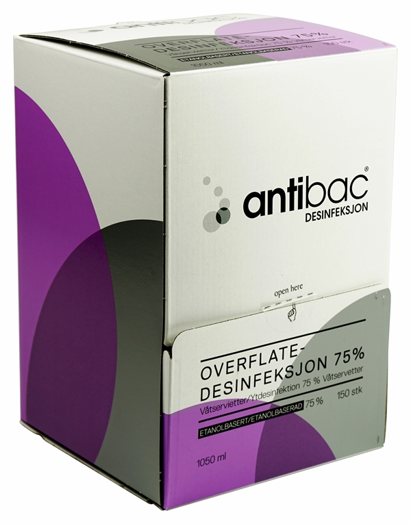 Ytdesinfektion servett Antibac, 75% 17x22cm styckförpackad - antibac - 1