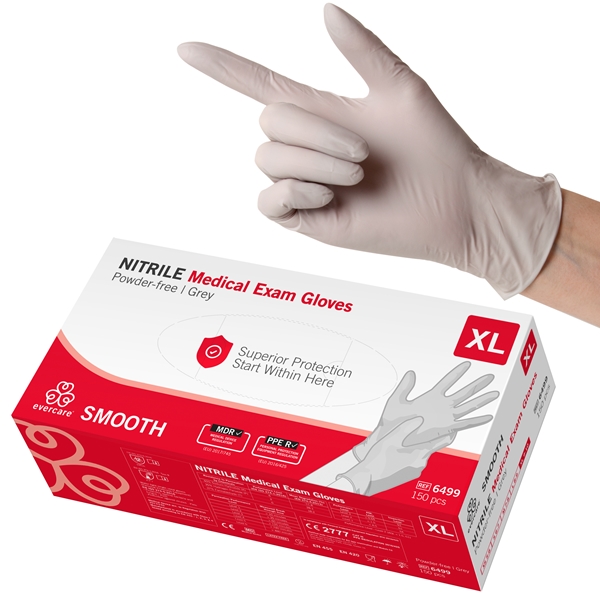 Handske us nitril evercare pf, XL SMOOTH grå AQL 1,5 - evercare®