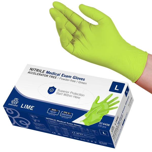 Handske us nitril evercare pf, L LIME acc-fri grön AQL 1,5  - evercare®