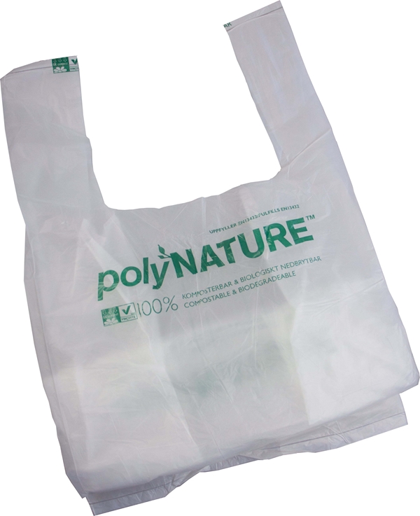 Avfallspåse BIO PolyNATURE kny, 20L 270/210x590mm 15my vit - 2