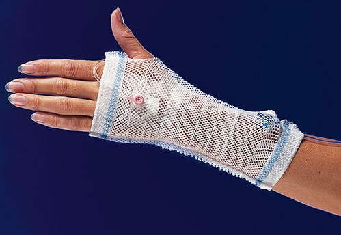 Tubnät Carefix IV fixering, M arm/hand blå hål för tumme - Carefix