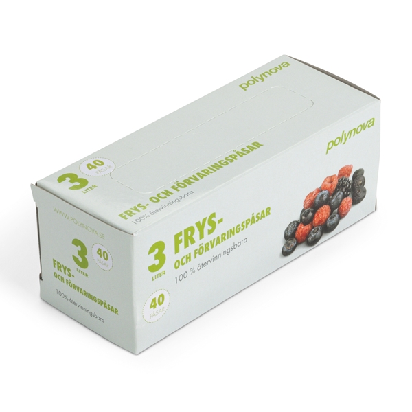 Plastpåse frys LLD, 3L 220x380mm 22my i dispenser - 1