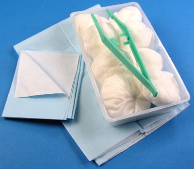 Tvättset nonwoven evercare MediKit, 8st Ø50mm pincett tråg duk - evercare® Medikit