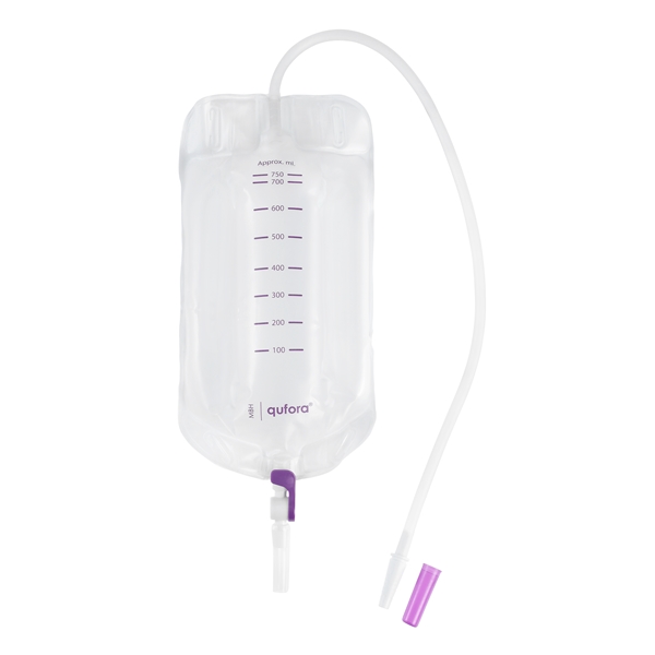 Urinpåse tömbar Qufora, 0,75L 50cm Q-flow avklippb - Qufora