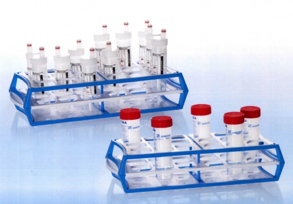 Provrörsställ, 18 hål för 30mm blå