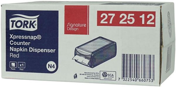 Dispenser servett Tork N4, 307x191x145mm röd - 4