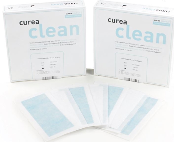 Superabsorberande förband Curea Clean, 10x10cm med spärrskikt - Curea