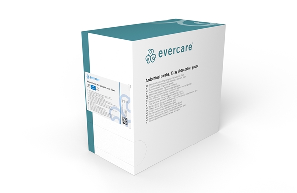 Op duk gasväv 4L med röntgentråd 5p, 40x45cm blå svetsad tråd - evercare® - 2