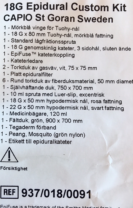 Epiduralset Capio, kundanpassat