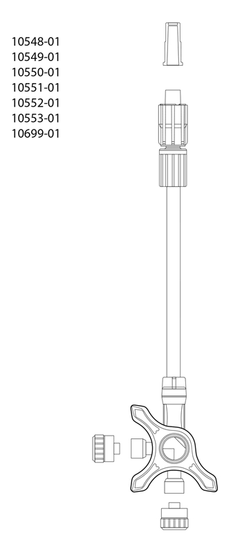 3-vägskran evercare, 60cm slang 3x4,1mm PVC-fri - evercare® inLine - 2