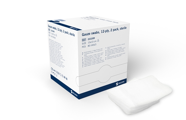 Kompress gasväv 12L 2p Selefa, 10x10cm steril - SELEFA® - 1