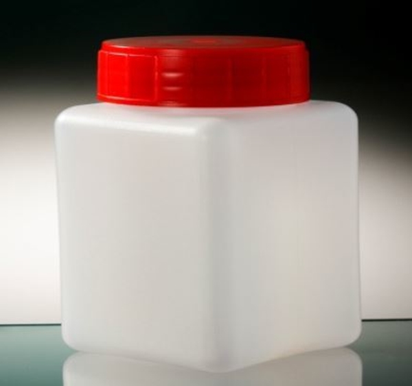 Flaska plast med rött skruvlock Corning, 250ml HDPE