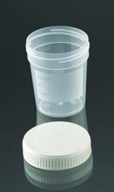 Burk med skruvlock, 120ml PP vit osteril bulkfp