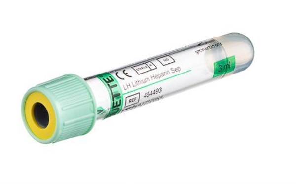 Vakuumrör VACUETTE transparent etikett, 5/3ml Li-Hep gel ljusgrön/gul