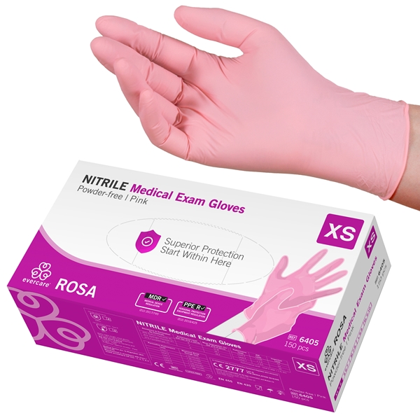 Handske us nitril evercare pf, XS ROSA  AQL 1,5 - evercare®