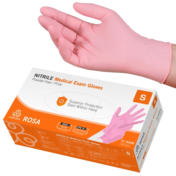 Handske us nitril evercare pf, S ROSA  AQL 1,5 - evercare®