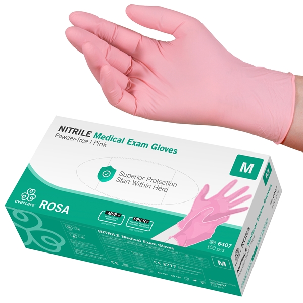 Handske us nitril evercare pf, M ROSA  AQL 1,5 - evercare®