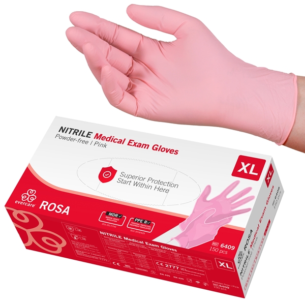 Handske us nitril evercare pf, XL ROSA  AQL 1,5 - evercare®