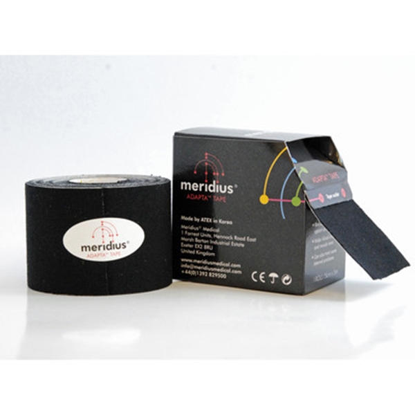 Stödtejp Meridius, 5cmx5m Kinesiotape svart - Meridius