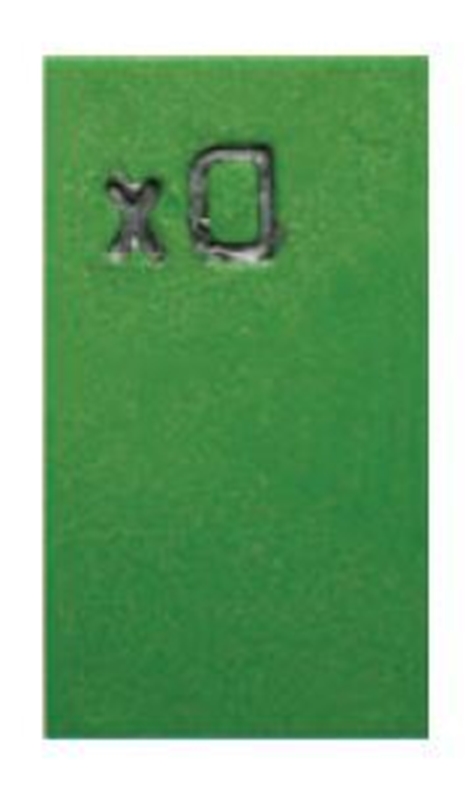 Röntgenmärke DX grön plast, 20x35mm grön plast