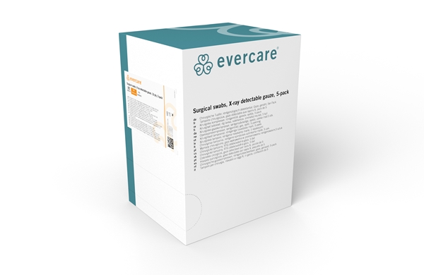 Op kompress gasväv 12L med röntgentråd 5p, 10x10cm orange sydda kanter - evercare® - 2