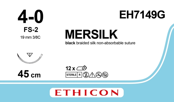 Sutur Silke 4-0 EH7149G, 45cm svart nål FS-2 silke