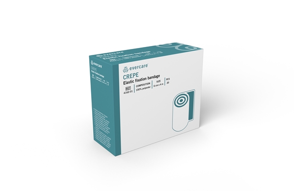 Kräppad fixeringsbinda evercare Crepe, 6cmx4m 100% polyester - evercare® - 2