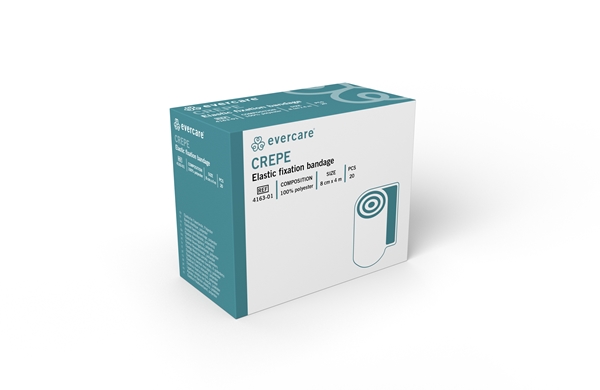 Kräppad fixeringsbinda evercare Crepe, 8cmx4m 100% polyester - evercare® - 2