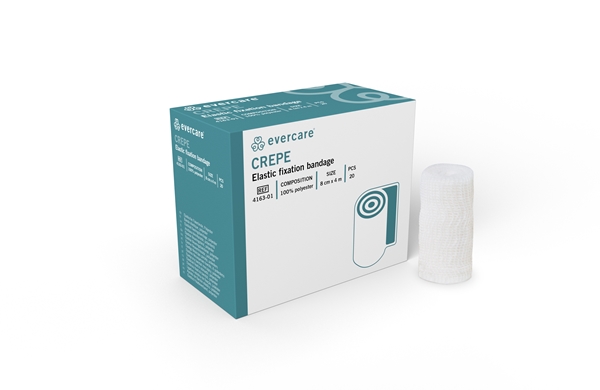 Kräppad fixeringsbinda evercare Crepe, 8cmx4m 100% polyester - evercare® - 1